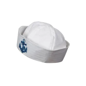 White Sailors Hat with Anchor Badge