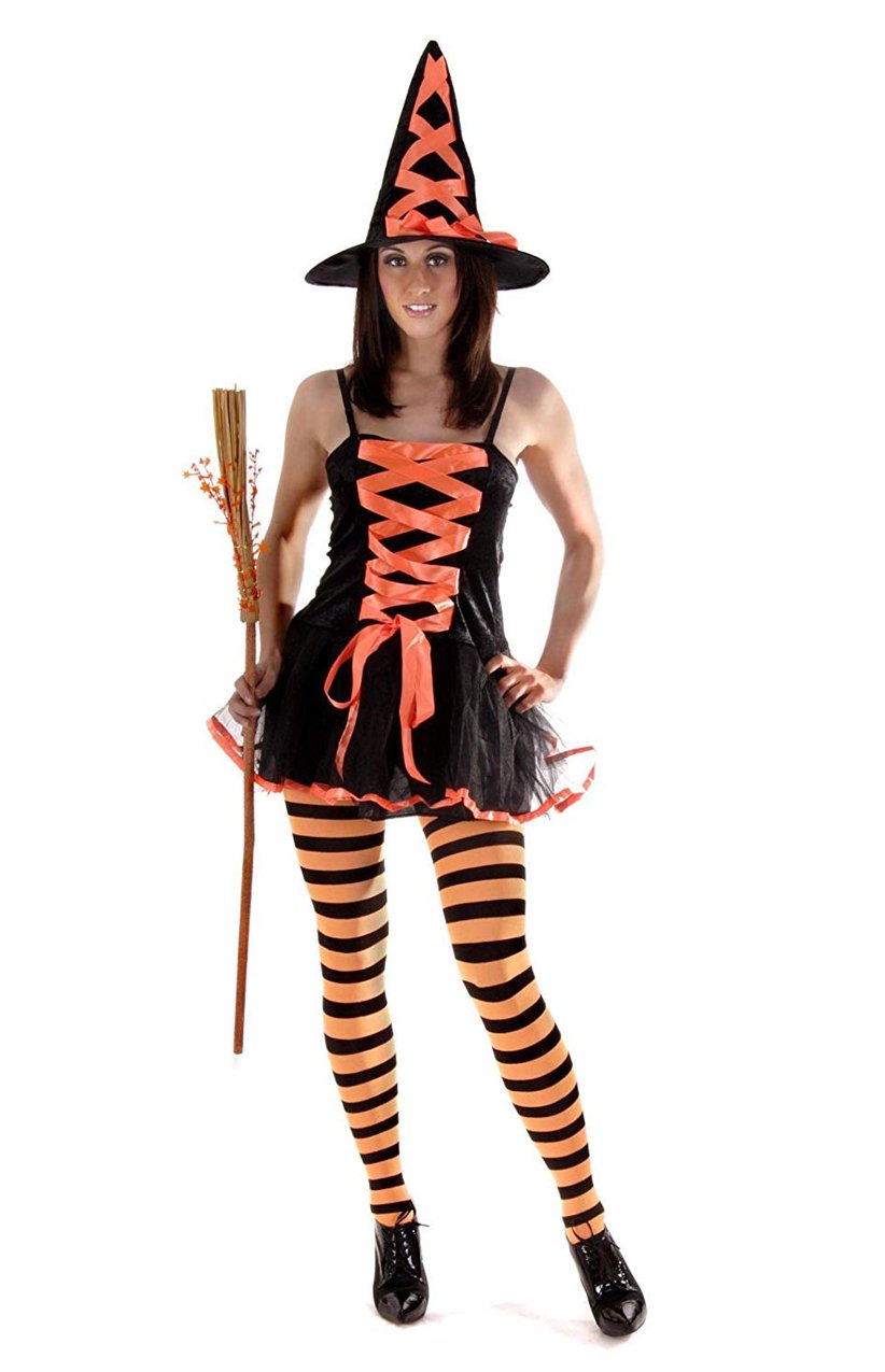 Sexy Witch with Orange Lace Costume