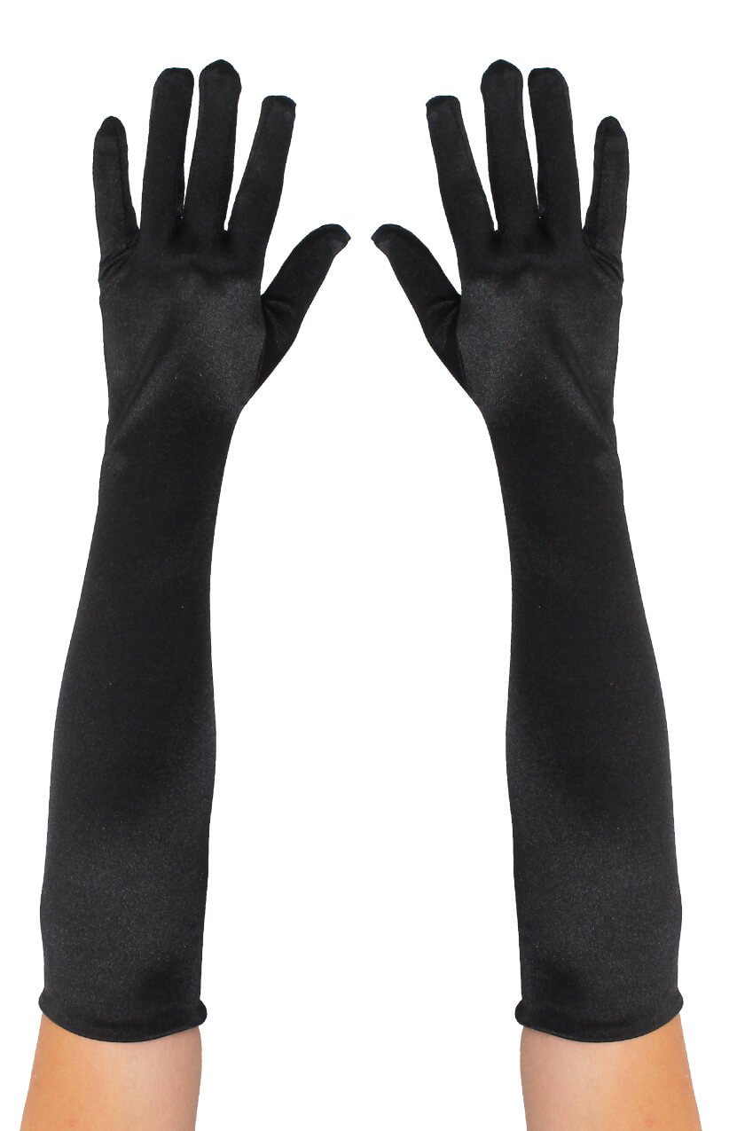 Long Black Gloves - Satin