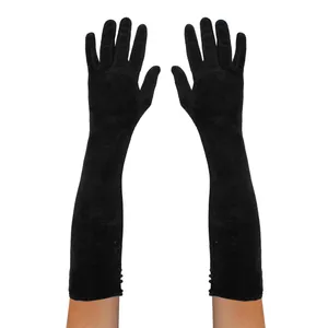 Long Black Gloves - Velour