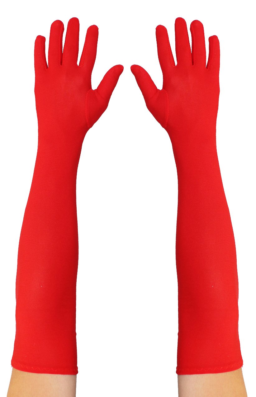Long Red Gloves - Satin Spandex