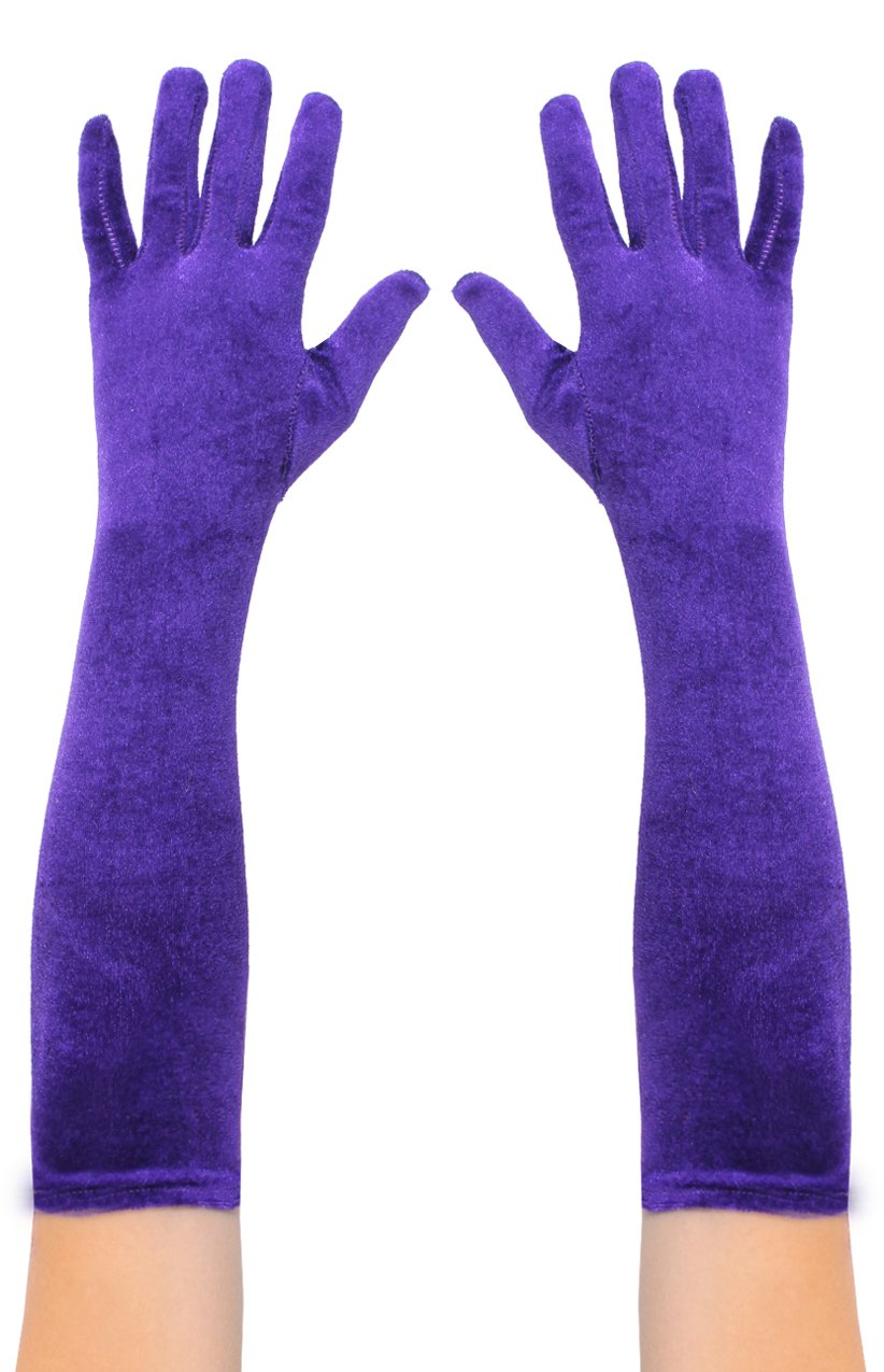 Long Purple Gloves - Velour