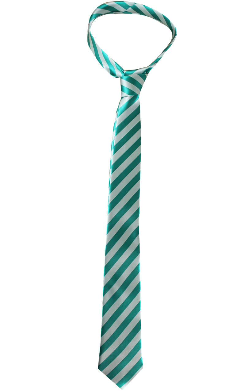 Green & Grey Striped School Tie