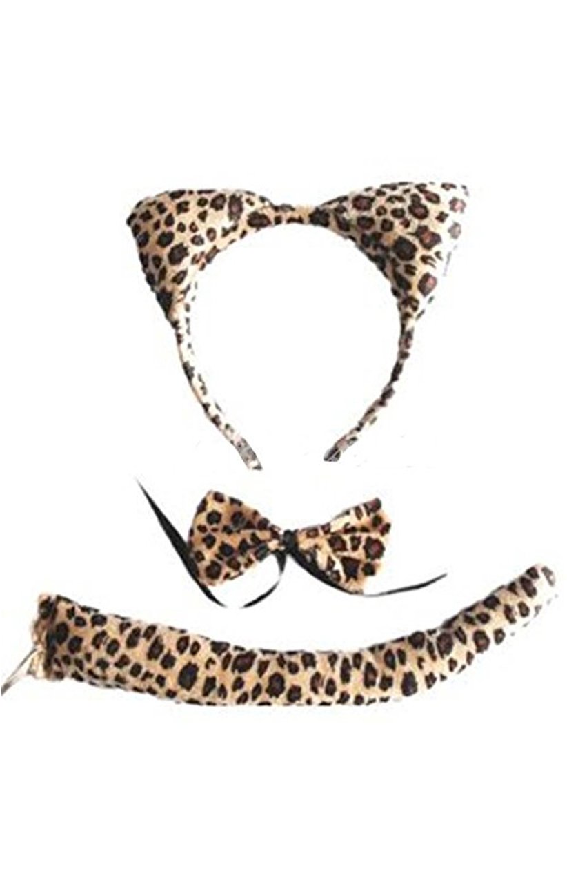 Leopard Set with Ears Bow Tie and Tail