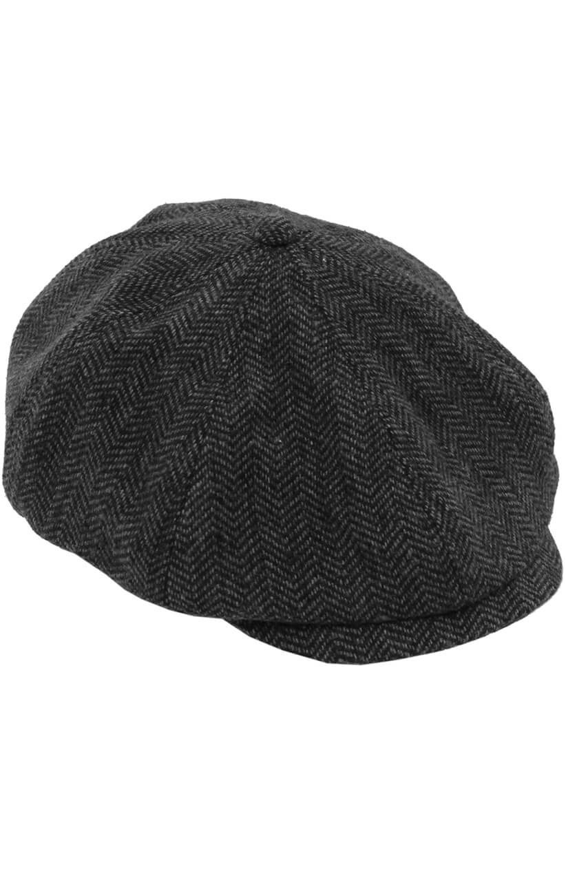 Adults - Flat Cap Newsboy Hat Gangster Fancy Dress Halloween (Black)