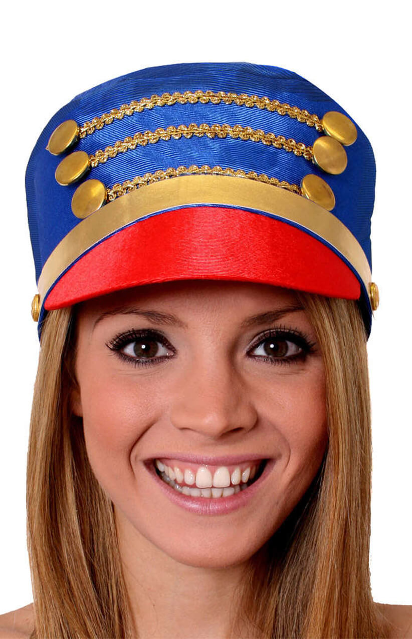 Ladies Toy Soldier Hat | Blue Majorette Christmas Costume Hat | Nutcracker Fancy Dress Accessory