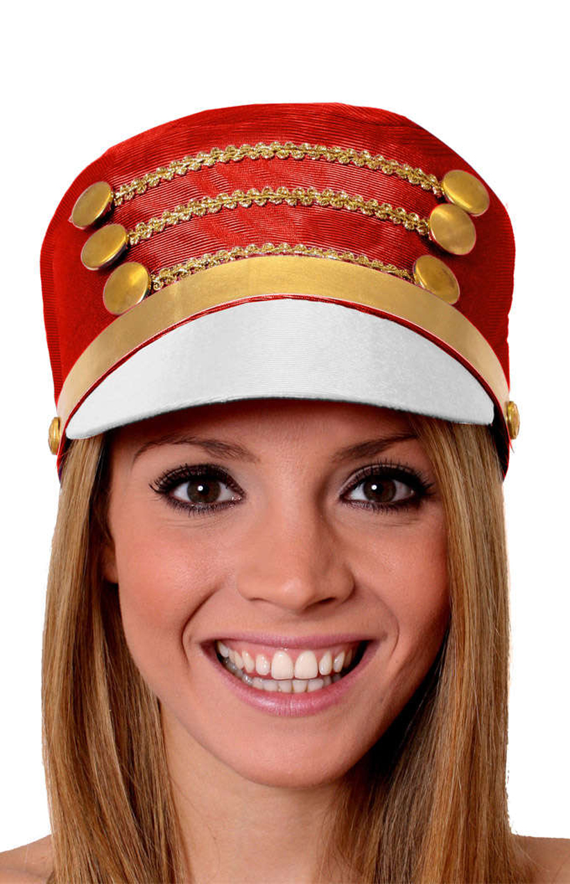 Ladies Toy Soldier Hat | Red Majorette Christmas Costume Hat | Nutcracker Fancy Dress Accessory