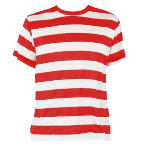 Childs Short Sleeved Cotton Red and White Striped T-Shirt