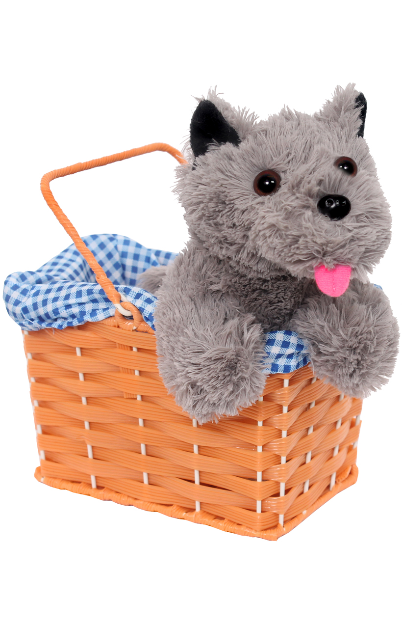 Toto Soft Dog Toy with Blue Gingham Basket