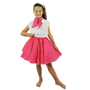 Child's Short Polka Dot Skirt - Hot Pink/White
