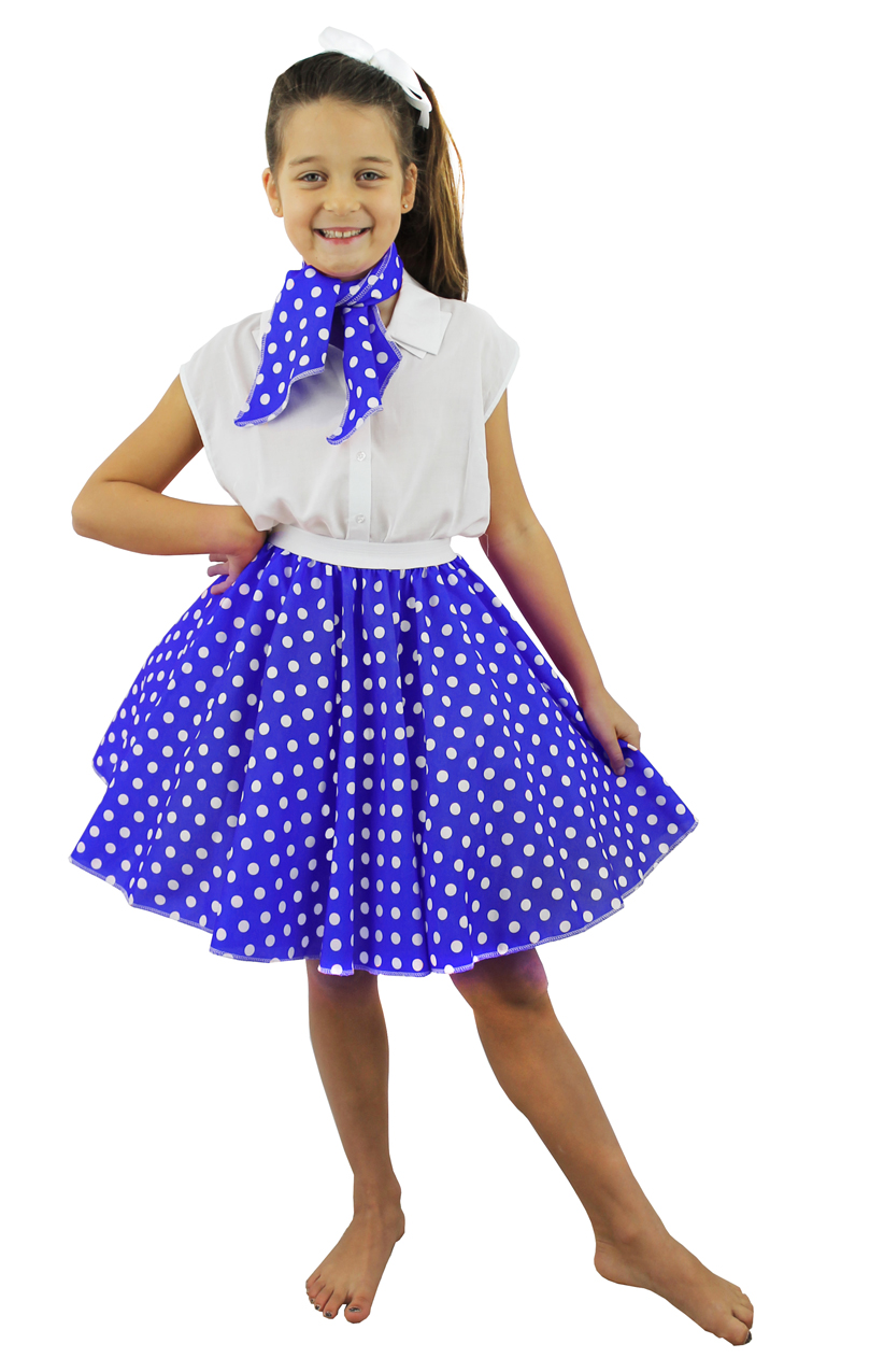 Childs Short Polka Dot Skirt - Blue/White