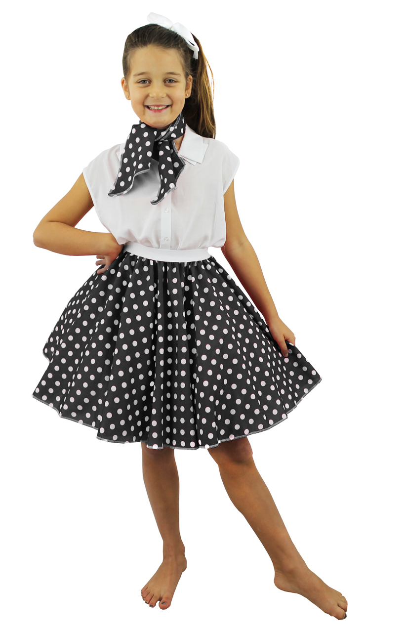 Childs Short Polka Dot Skirt - Black/White