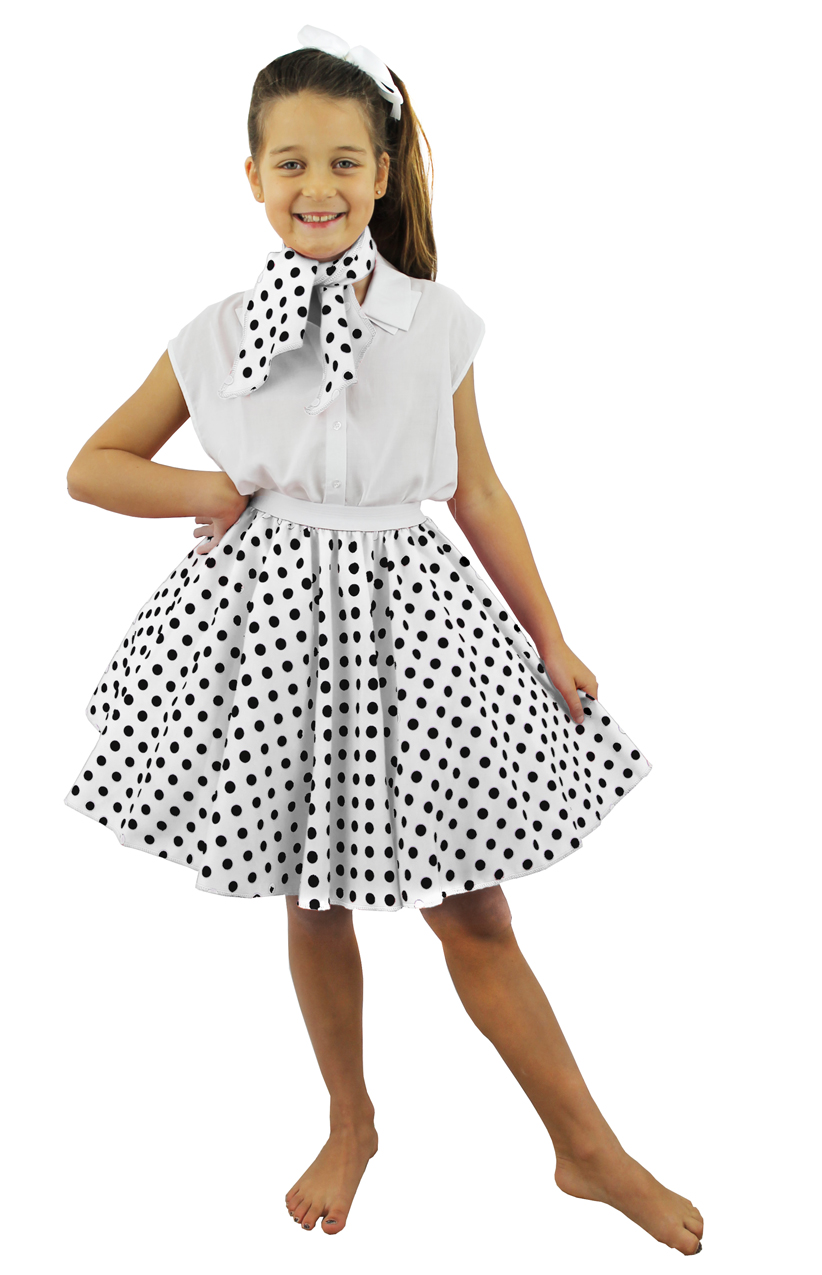 Childs Short Polka Dot Skirt - White/Black