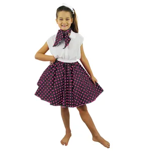 Childs Short Polka Dot Skirt - Black/Pink