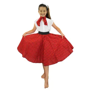 Childs Long Polka Dot Skirt - Red/Black