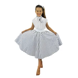 Childs Long Polka Dot Skirt - White/Black