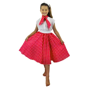 Childs Long Polka Dot Skirt - Red/White