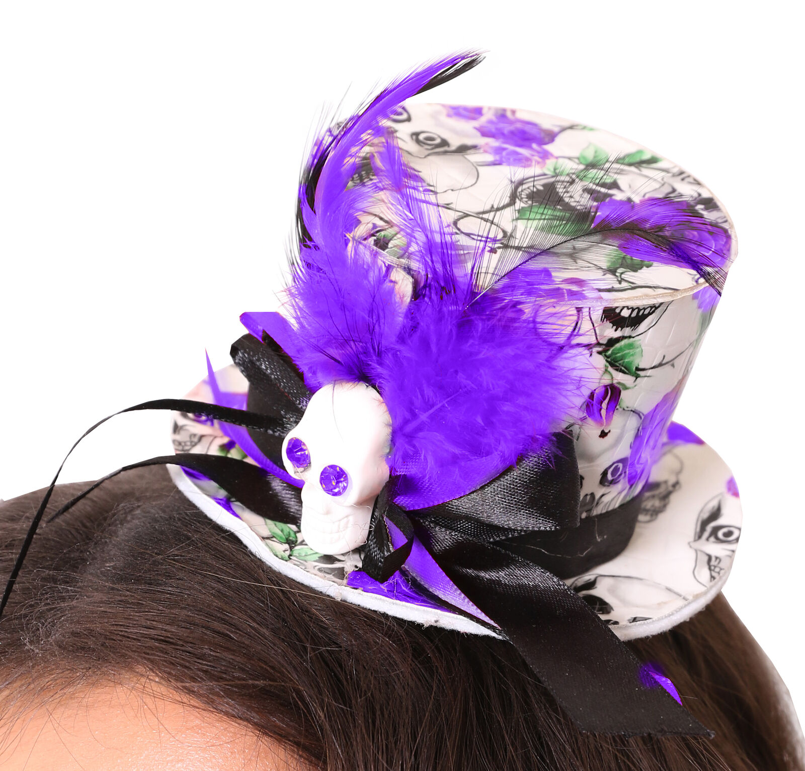 Purple Mini Skull Print Topper Hat