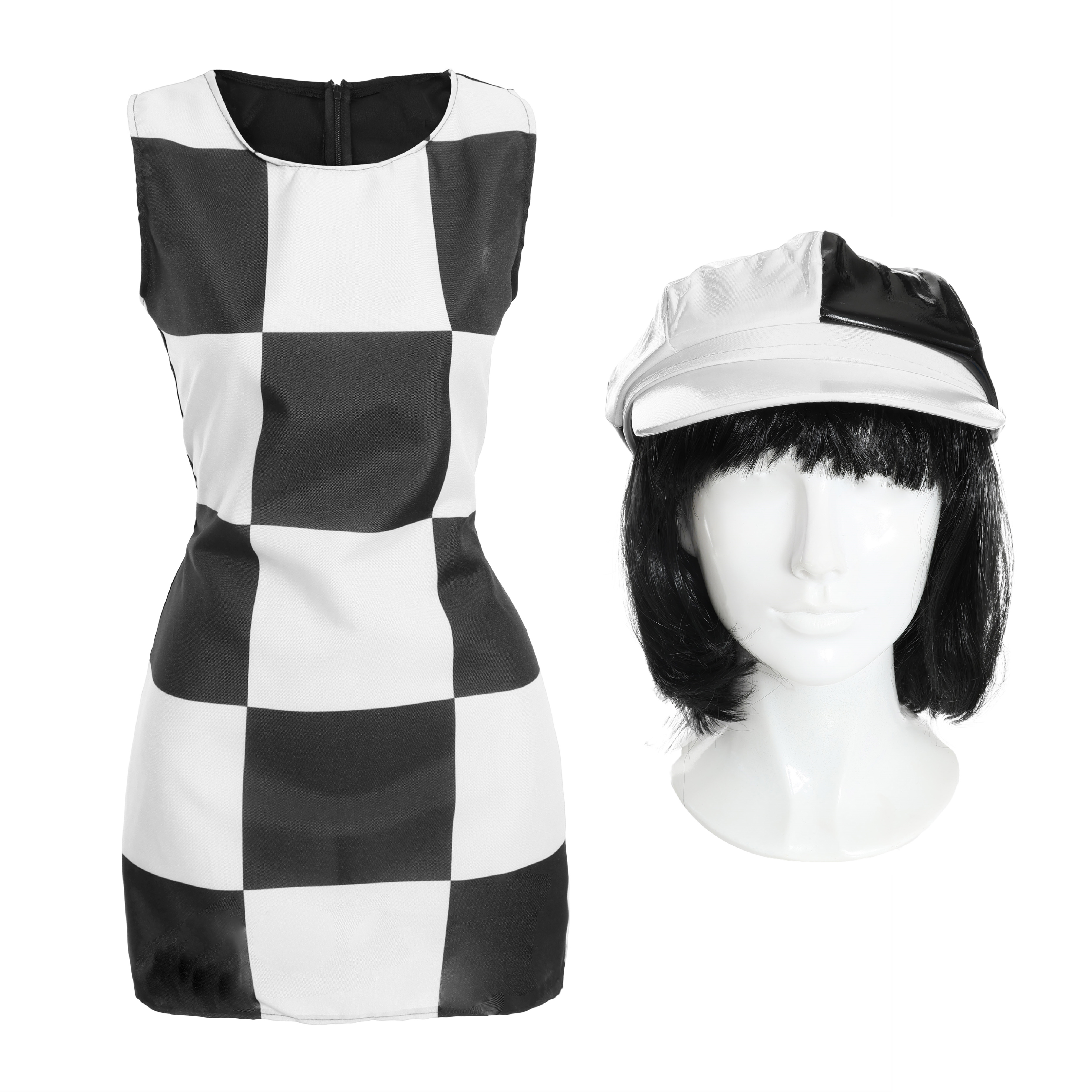 Ladies 1960's Mod Costume | 3 Pcs | Dress, Hat & Wig