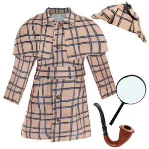 Kids Victorian Detective Costume with Magnifying Glass & Pipe