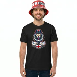 Adults Black England Lion Bucket Hat T-Shirt & Bucket Hat Set | Football Supporter Graphic Tee