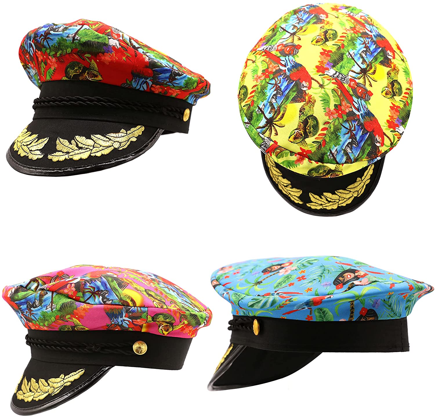 Hawaiian Print Hats