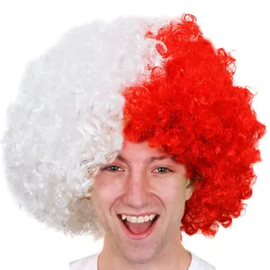 Supporters Afro Wig - Red & White