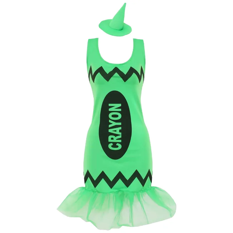 Ladies Green Crayon Dress | I Love Fancy Dress Ladies Green Crayon Dress | I Love Fancy Dress