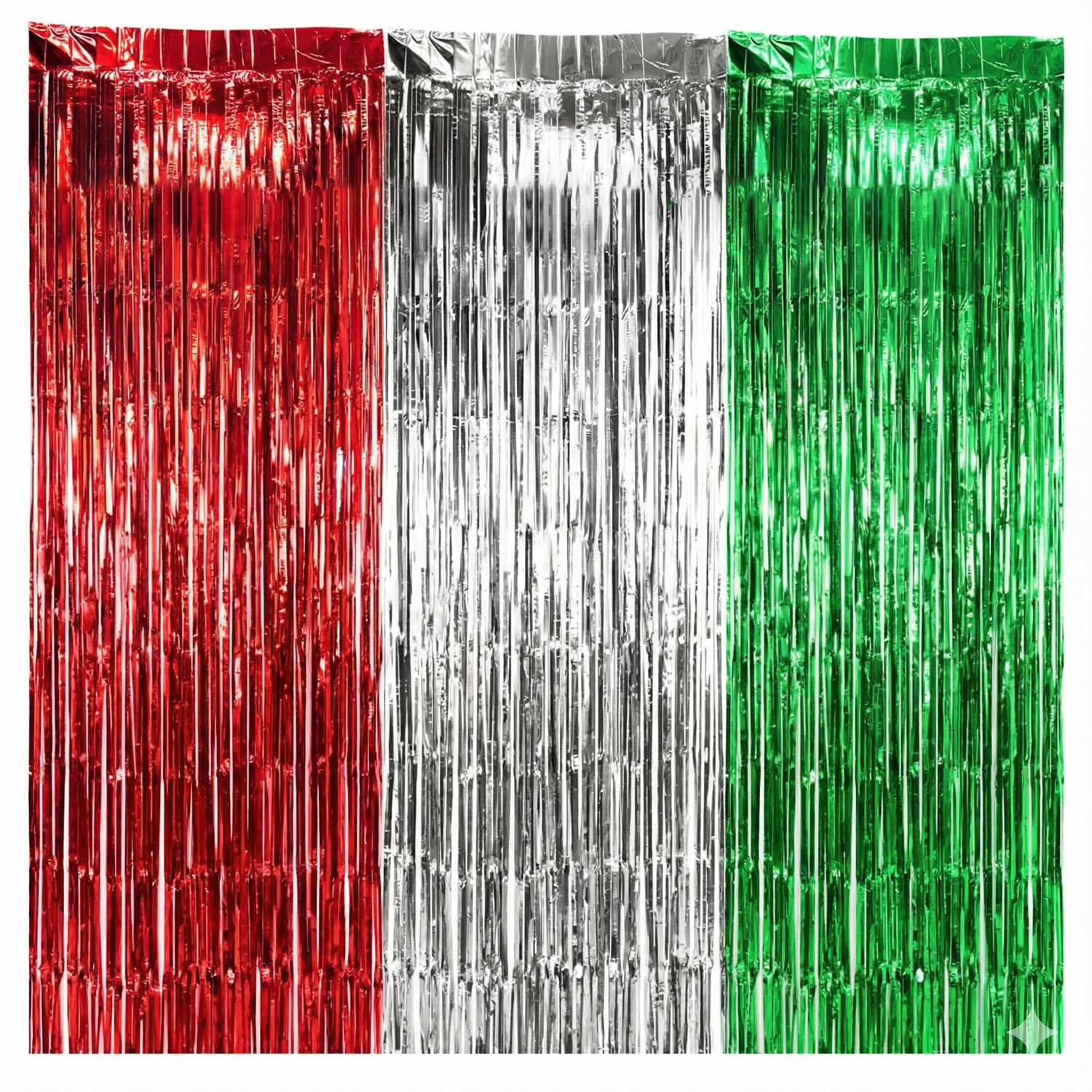 Red, Silver and Green Christmas Streamers Backdrop – 8ft x 3ft