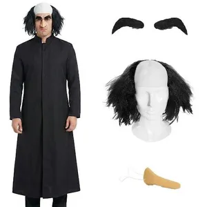 Adults Gnome Wizard Villain | 4 Pcs | Jacket, Bald Cap with Hair, Nose & Eyebrows