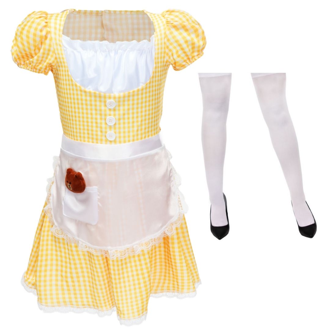 Ladies Goldilocks Costume | 2 Pcs | Dress & White Stockings