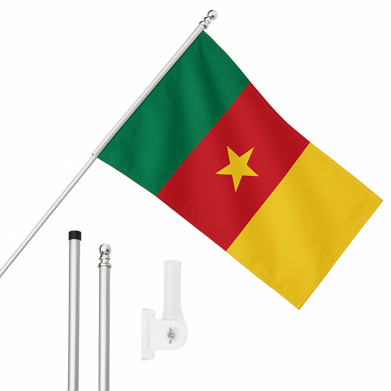 Large 5ft X 3ft Cameroon Flag with 6ft Pole & Wall Bracket