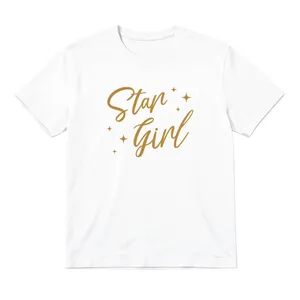 Ladies Pop Rock-Inspired Baby Tee | White Graphic T-Shirt | "Star Girl" Print | 100% Cotton