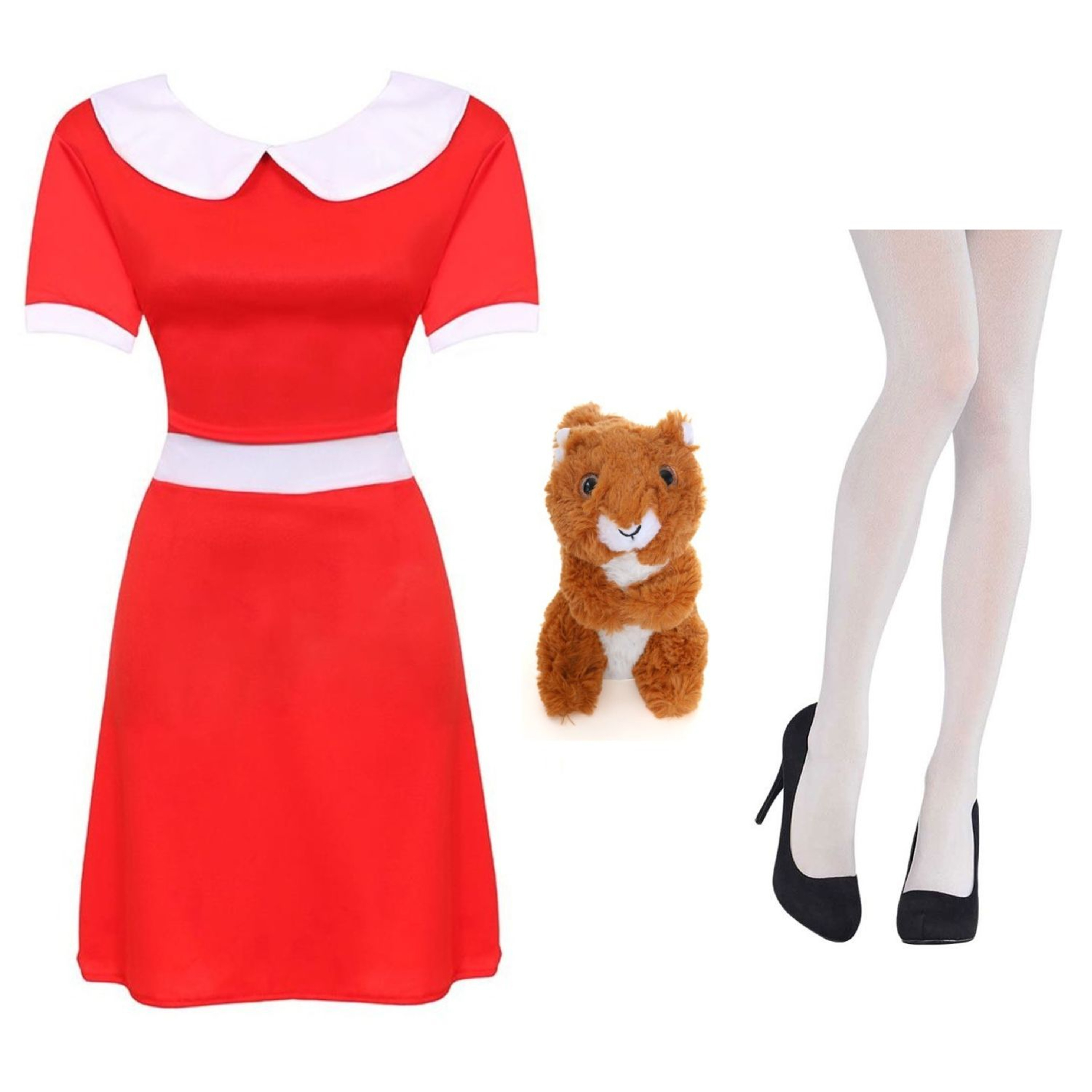 Ladies Spoilt Golden Ticket Winner Costume - Dress, Squirrel & Tights