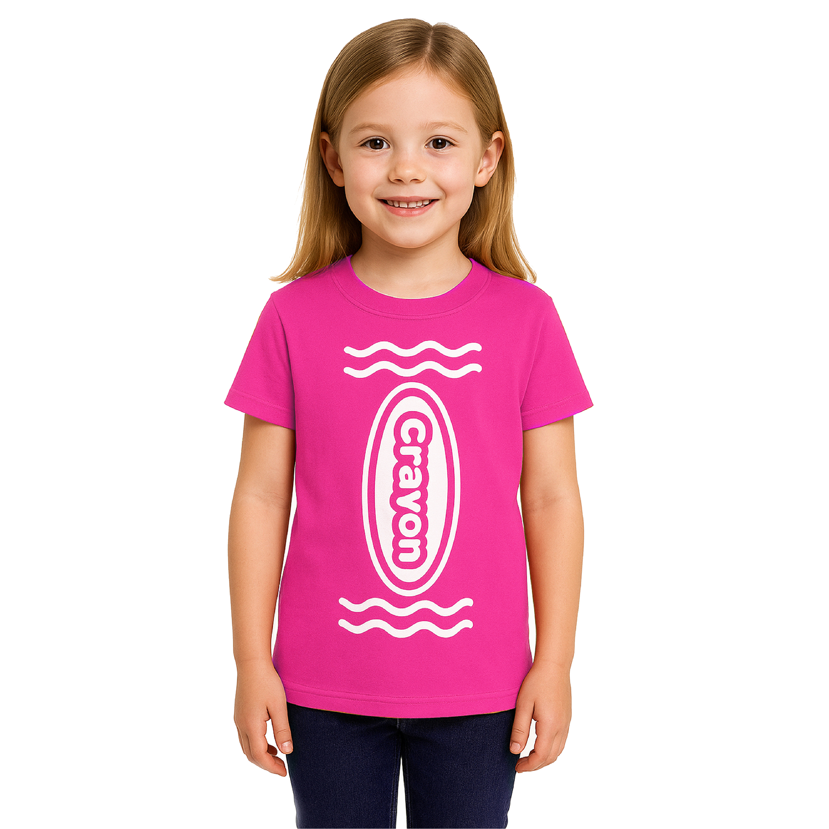 Girl's Pink Crayon T-Shirt – Fun Kids Costume Top for Parties, Dress-Up & School Events