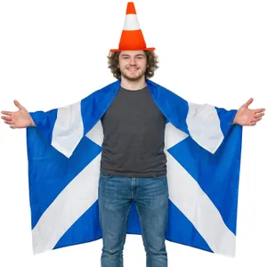 Adults Scotland Supporter Costume Set | 2 Pcs | Cone Hat & Flag Cape