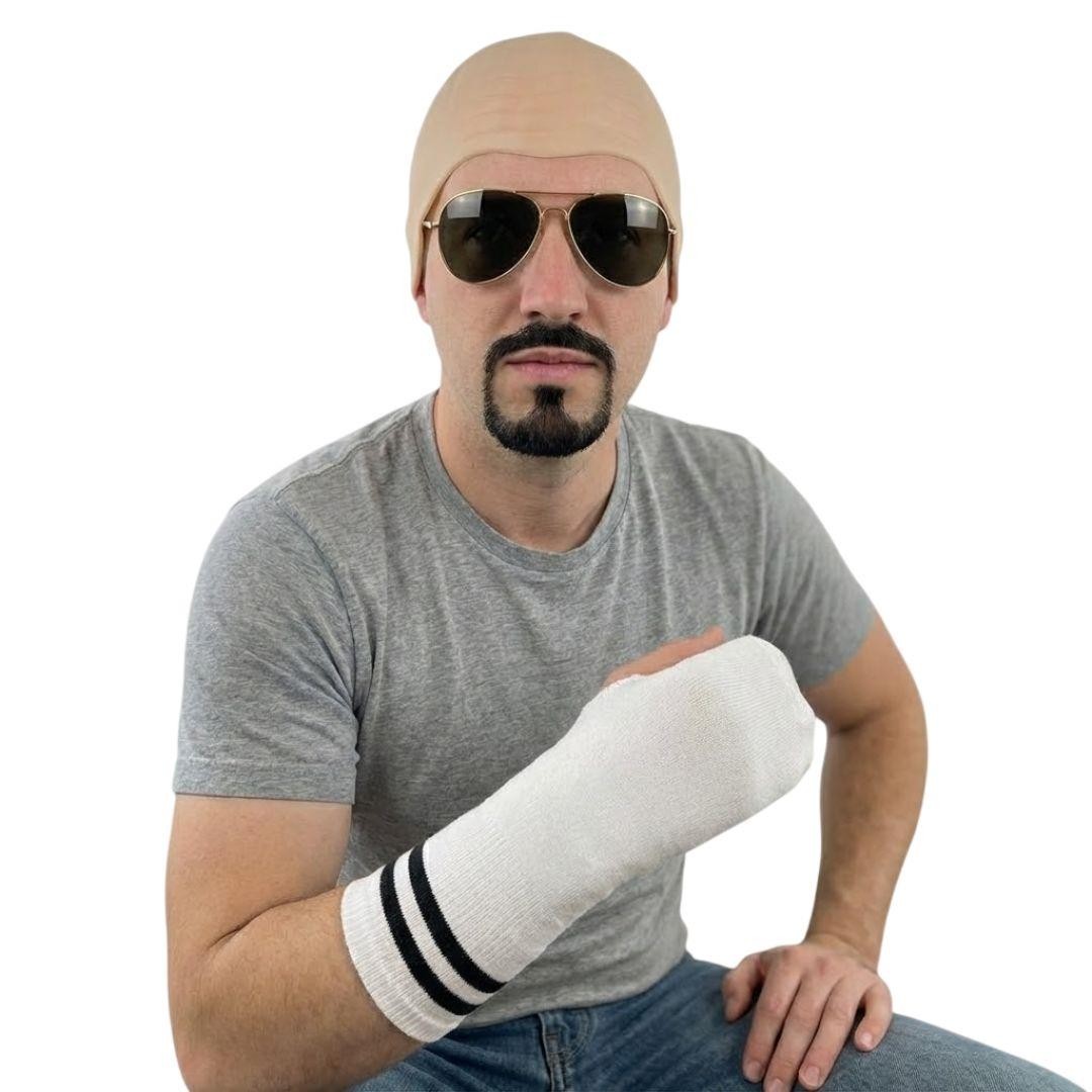Adults HS Emileh Costume | 4 Pcs | Bald Cap, Sunglasses, Goatee & Sock