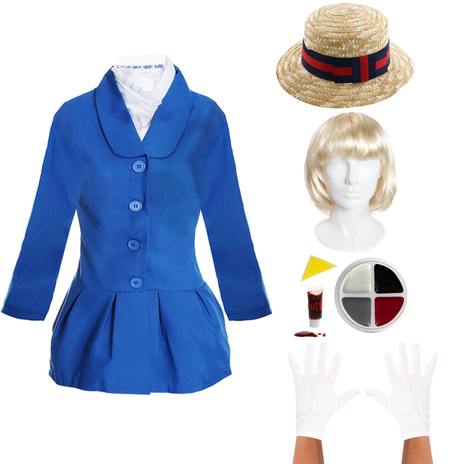 Ladies Tulley Twin Costume | 5 Pcs | Costume, Hat, Wig, Gloves & Face Paint
