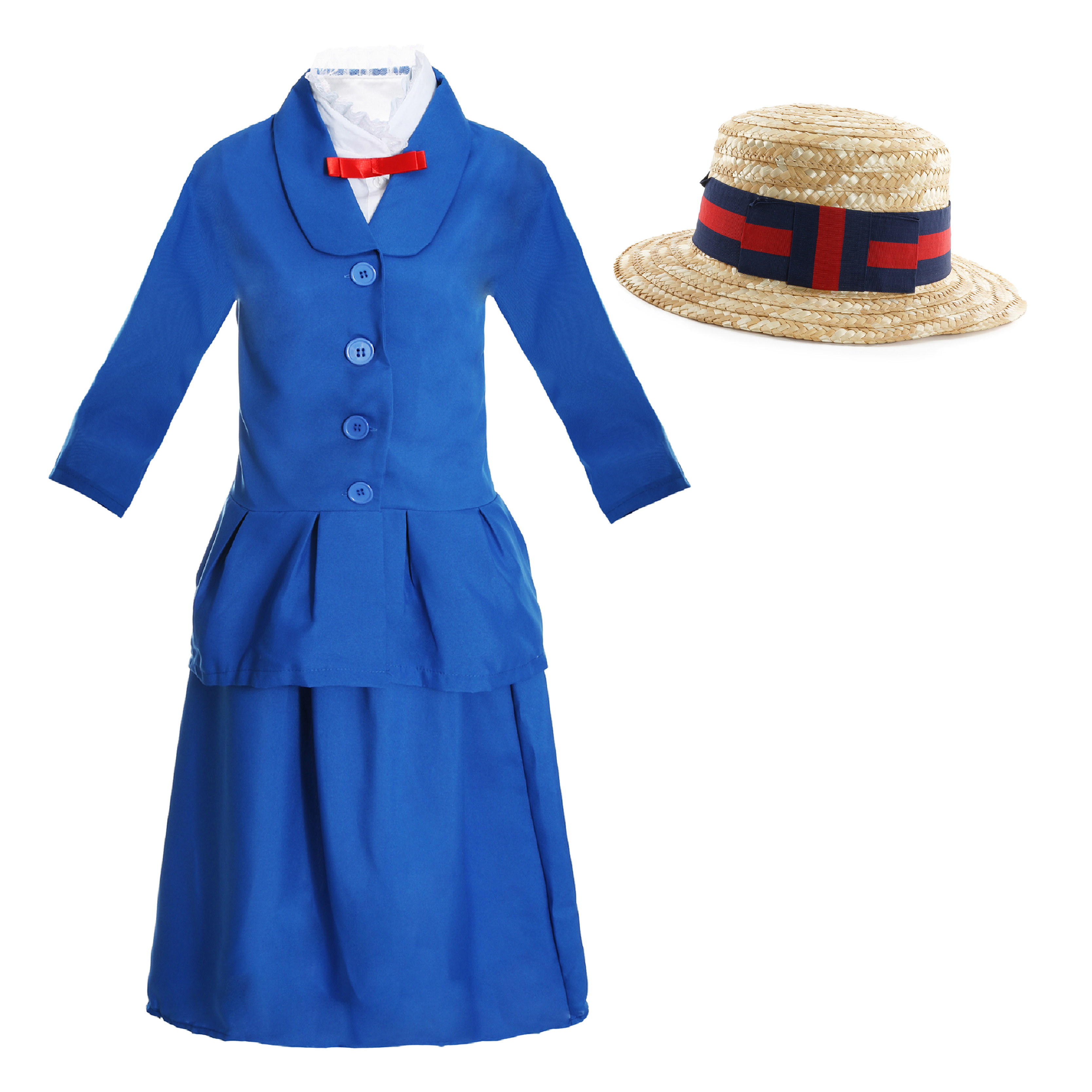 Girls Magical Nanny Costume - with Boater Hat