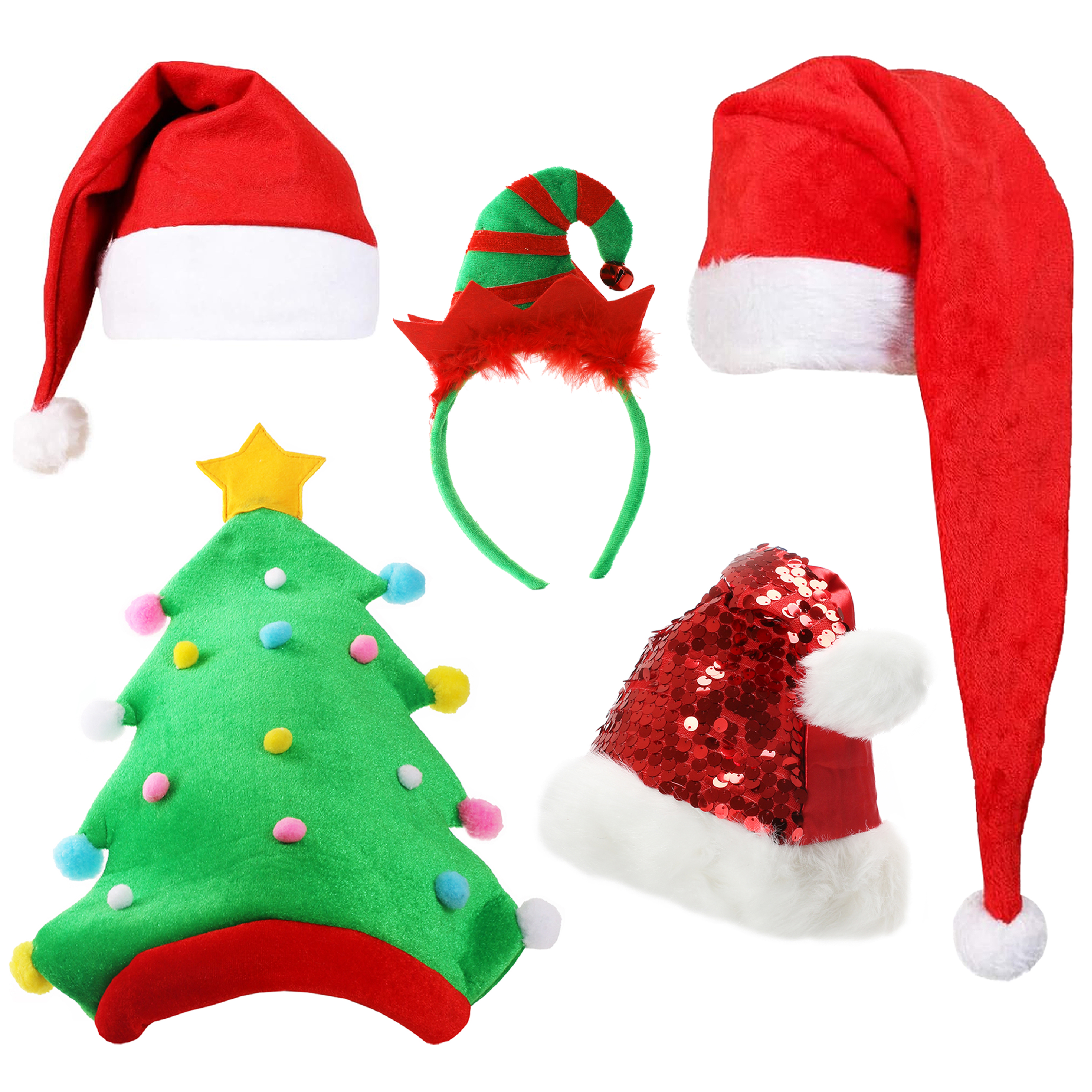Pack of 5 Novelty Christmas Hat Set