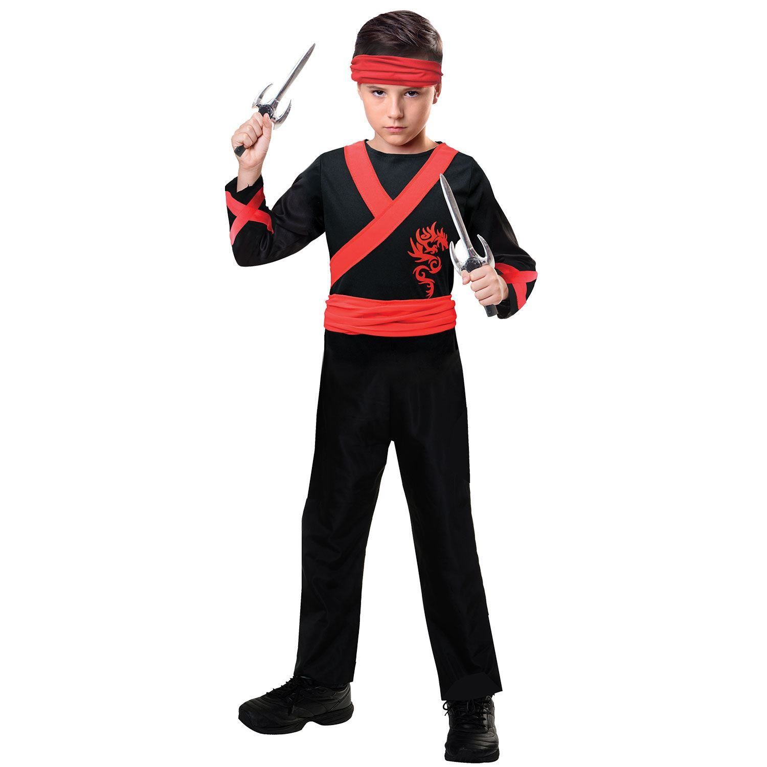 Childs Ninja Red Dragon Costume with matching Bandana