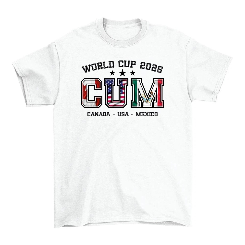 Adults C.U.M. Football White T-Shirt | Canada United States Mexico Acronym Tee | Mens Womens Unisex Funny Novelty Adult Humour Top