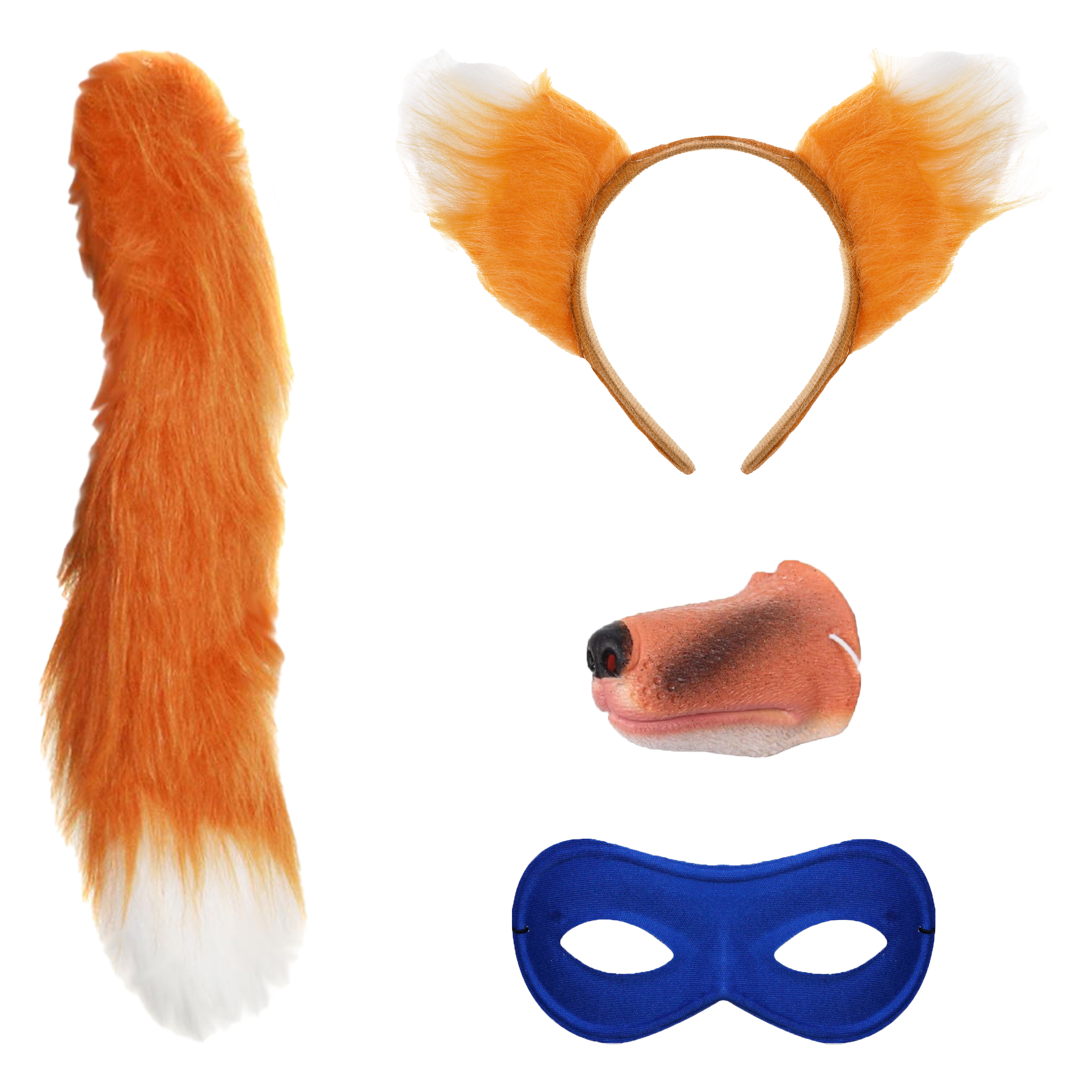 Swiping Fox Costume Set | 4 Pcs | Ears, Nose, Mask & Thick Tail