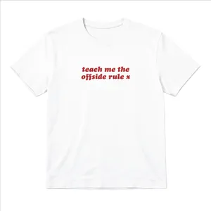 Ladies “Teach Me the Offside Rule” Baby Tee | Women’s Funny Football Supporter Tee | White Slogan Top