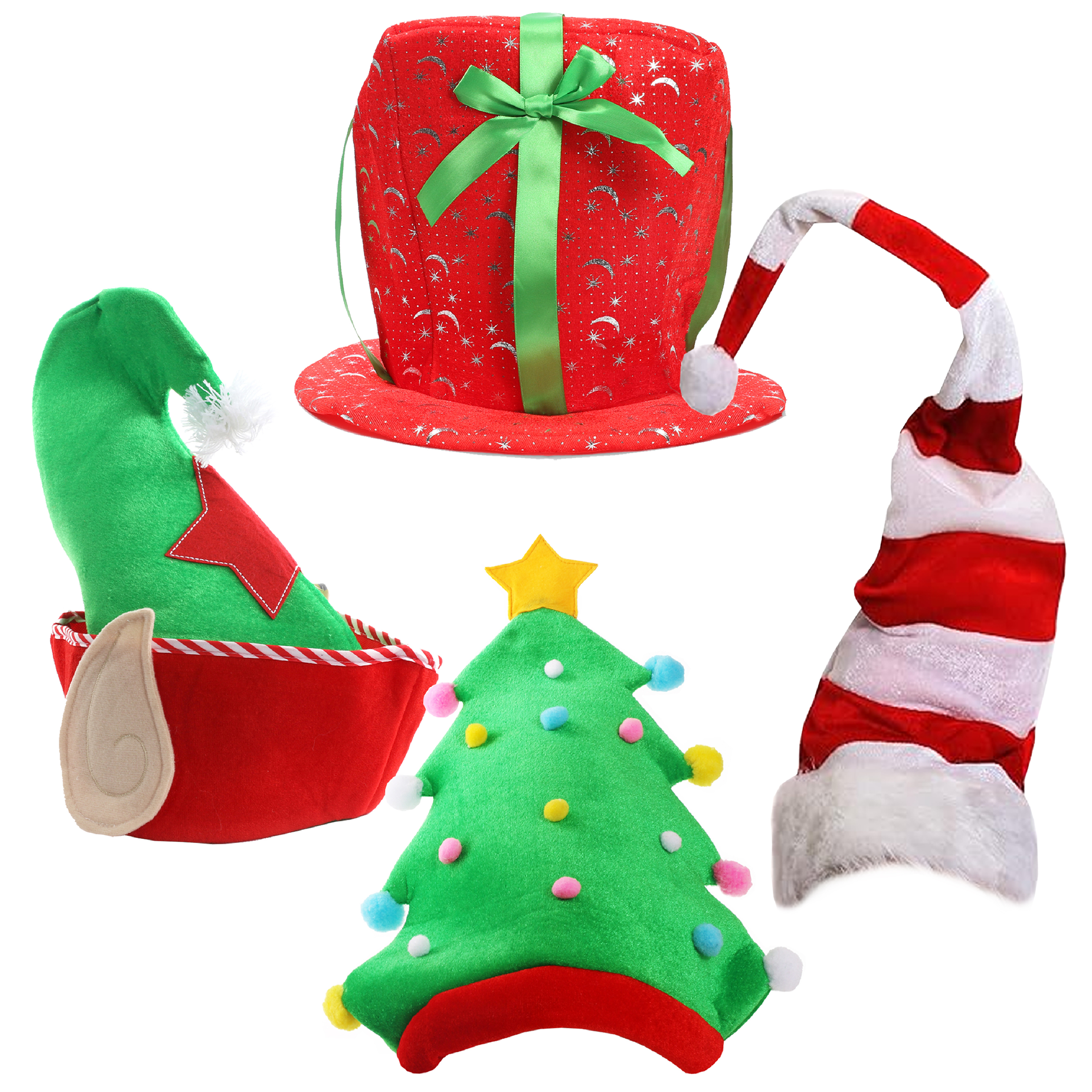 Pack of 4 Novelty Christmas Hat Set