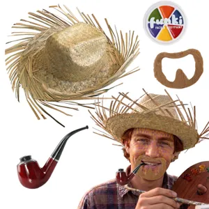 Adults Sunflower Painter Accessory Set | 4 Pcs | Hat, Pipe, Beard & Face Paint