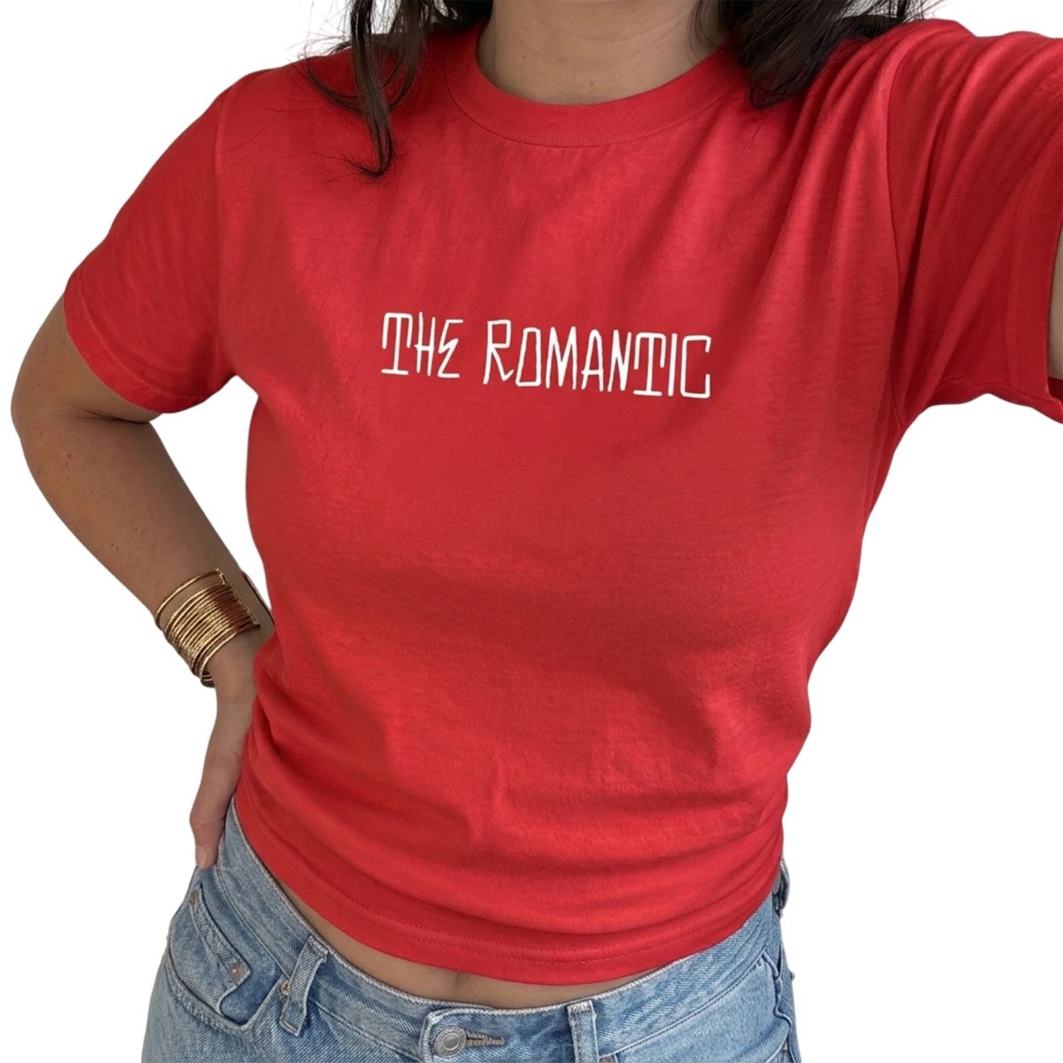 Ladies Pop-Inspired Concert T-Shirt | Red Baby Tee | "The Romantic" Print
