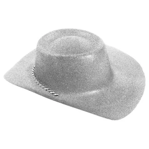 Silver Glitter Cowboy Hat
