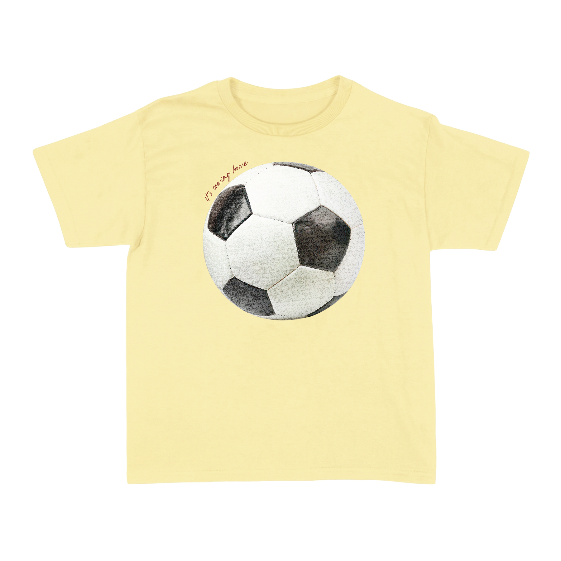 Ladies “Its Coming Home” Baby Tee | Women’s Funny Football Supporter Tee | Yellow Slogan Top with Football Print