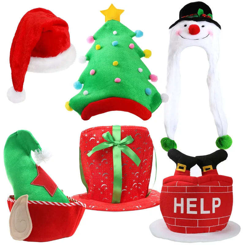 christmas fancy dress hats 2 Pieces Christmas Hats Christmas Tree Tinsel Hats Xmas Tree Hat Costume Accessories Red Green Glitter Christmas Hats for Christmas Costume Adults and